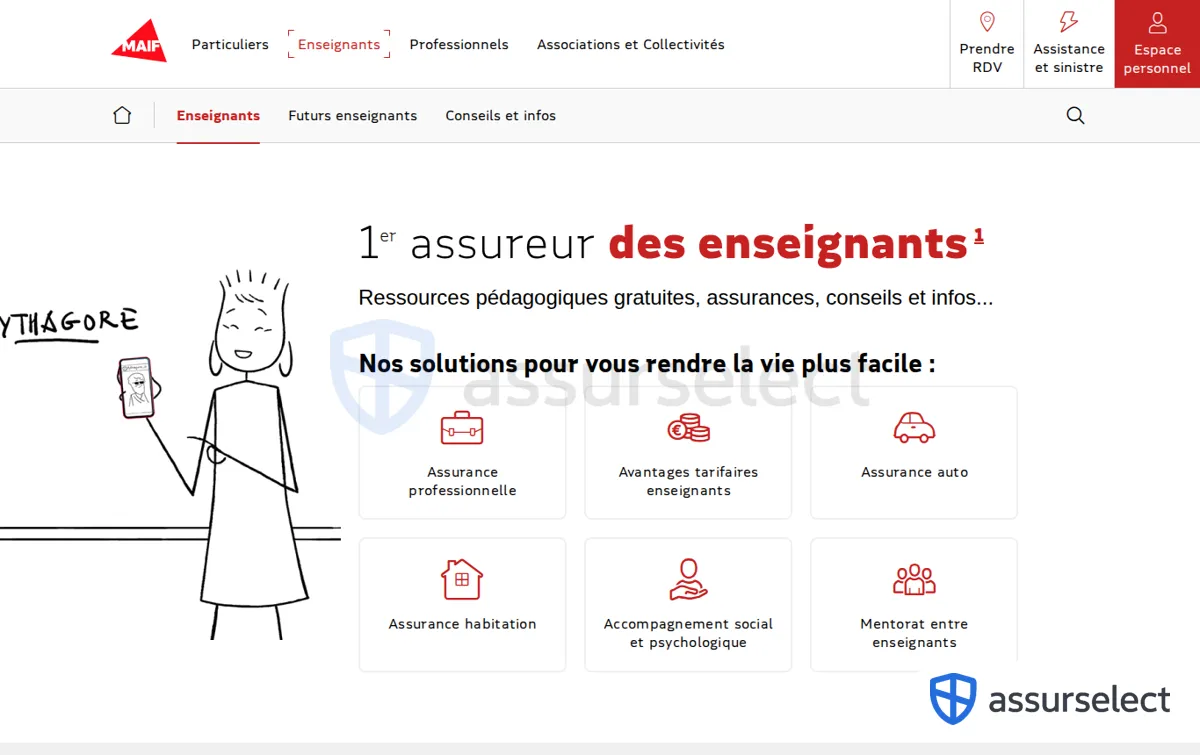 Capture : Enseignants : découvrez nos solutions d’assurance - MAIF